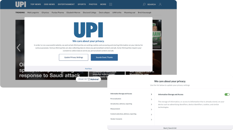 UPI Privacy Consent Management with Admiral CMP